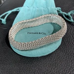 Tiffany & Co. Authentic Somerset Mesh Bangle Bracelet with bag